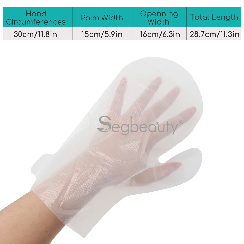 Segbeauty 투명 일회용 파라핀 목욕 라이너, 크고 두꺼운 장갑 및 부티 일회용 플라스틱 보호 라이너, 200 개