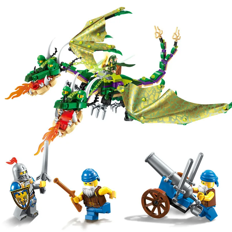 

ENLIGHTEN The War Of Glory Castle Knights Twin-headed Dragon Building Blocks Set Bricks Model Kids Toys Gift Compatible Legoings