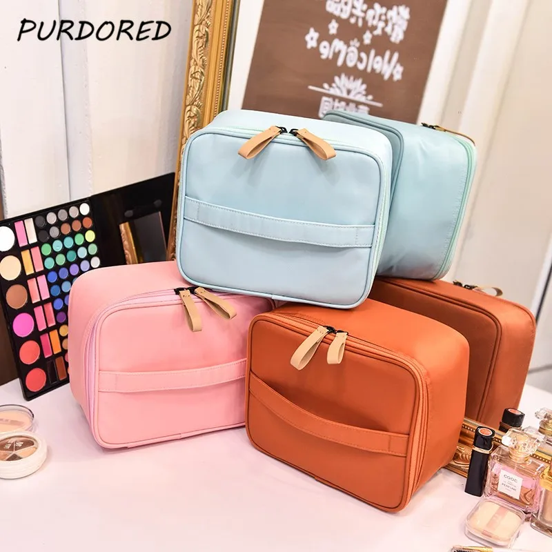 

PURDORED Solid Cosmetic Bag Waterproof Travel Organizer Bag Women Makeup Bags Washing Toiletry Kits Storage Bags Toiletry Bag