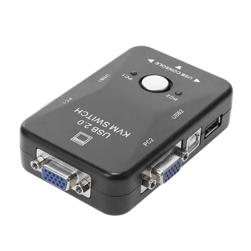ALLOYSEED ABS 2 порты и разъёмы USB 2,0 VGA 1920X1440 сплиттер квм коробка переключения для мышь клавиатура Монитор обмен компьютер PC