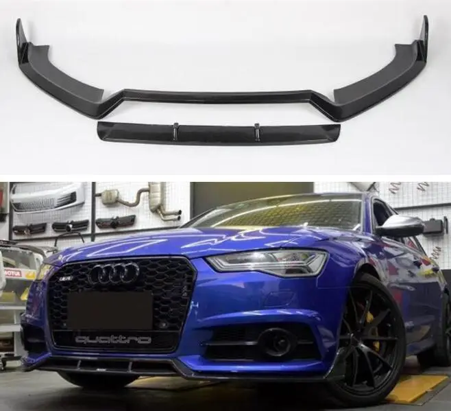 

Carbon Fiber Front Lip Splitters Bumper Aprons Cup Flaps Spoiler FOR AUDI A6 S6 RS6 Avant/ Allroad 2015 2016 2017 2018 BY Fedex