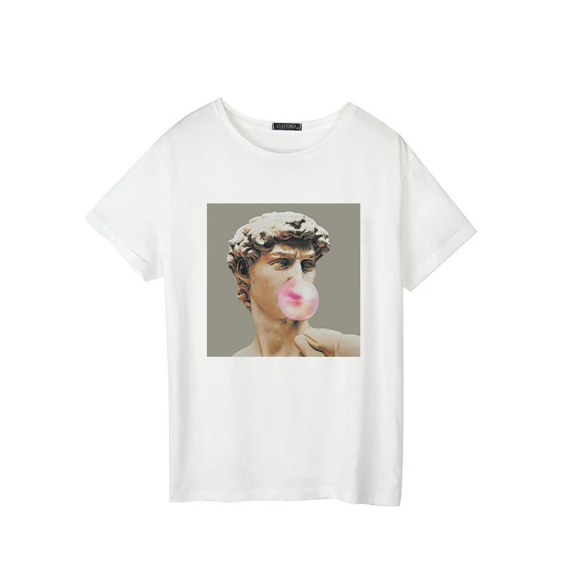 Летняя новинка, Женская Сексуальная футболка с принтом в стиле Харадзюку, повседневная, свободная, модная, с коротким рукавом, bf, большой размер, женская футболка, топы - Цвет: B2WC110-1