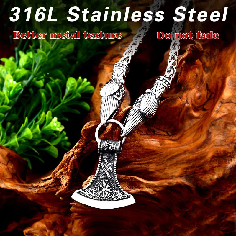 

2018 new viking necklace personality punk man accessories 316l stainless steel pendant chain charm jewelry