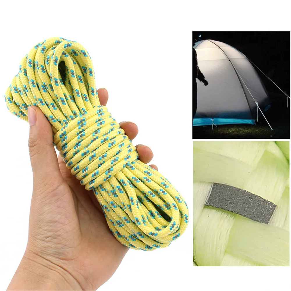 

10M Reflective Guyline Tent Rope Guy Line Camping Cord Paracord Glow in the Dark Waterproof Travel Sport Outdoor #3S27