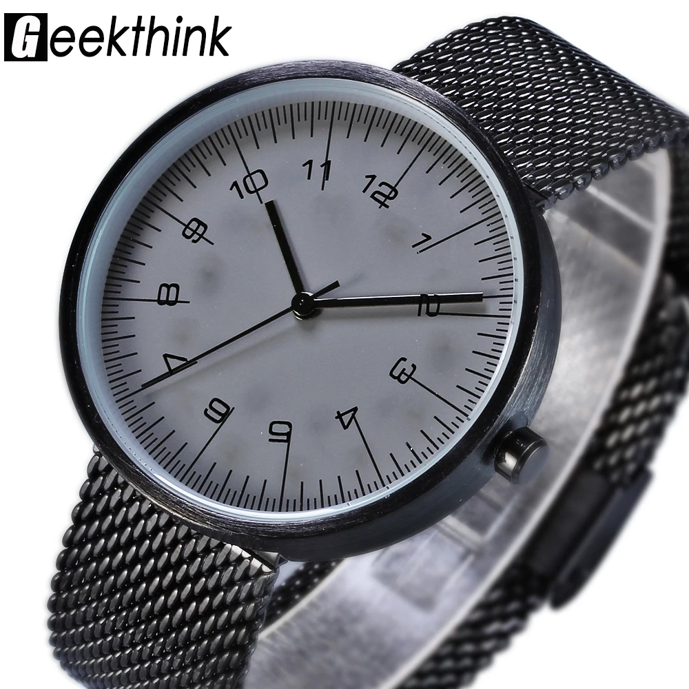 

2018 New Arrived Japan Movement Quartz-watch Men's Top Luxury Brand stainless steel Mesh Quartz Watch Simple Style Black Relojes