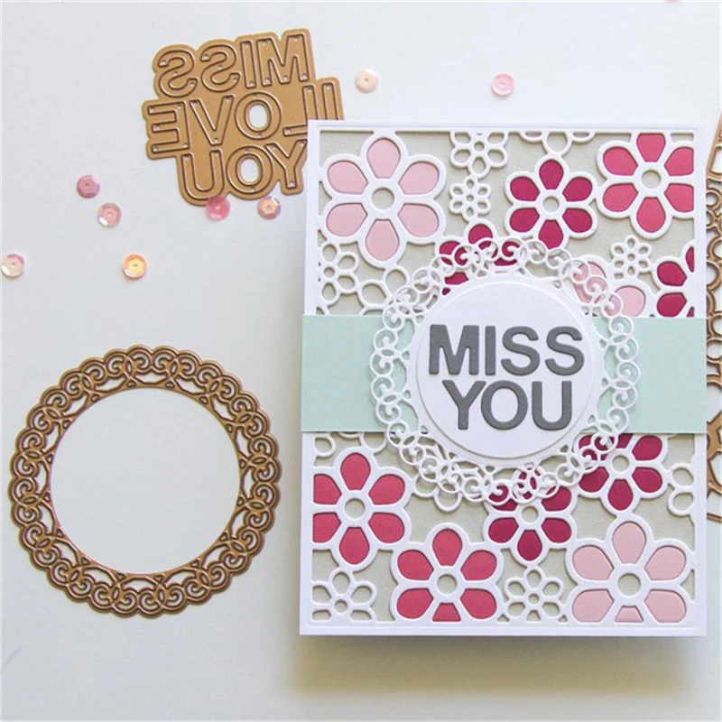GJCrafts 10*10cm Lace Edge Die Cut Frame Dies Metal Cutting Miss You Swirl for Scrapbooking Card Making Craft | Дом и сад