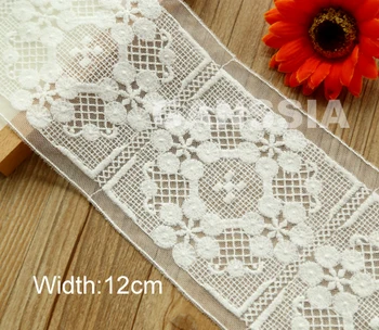 

1Yard Width:12cm Exquisite flower design cotton lace,ivory color embroidered lace for garment(ss-4502)
