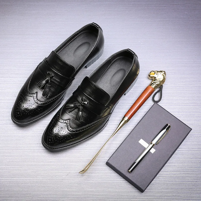 Merkmak Big Size 37-48 Men Leather Loafers Brand Shoes Classic Tassel Brogue Mans Footwear Formal Shoes Casual Bullock Shoes Merkmak Big Size 37-48 Men Leather Loafers Brand Shoes Classic Tassel Brogue Mans Footwear Formal Shoes Casual Bullock Shoes