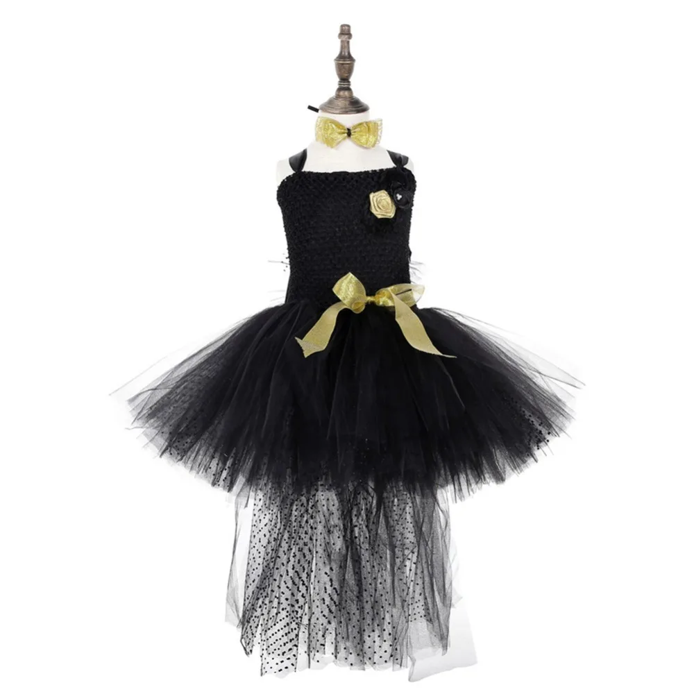 

Girls Clothing Christmas Dress Robe Princess Party Dresses for Little Girls Black Solid Sleeveless Tulle Tutu Evening Dress Gown