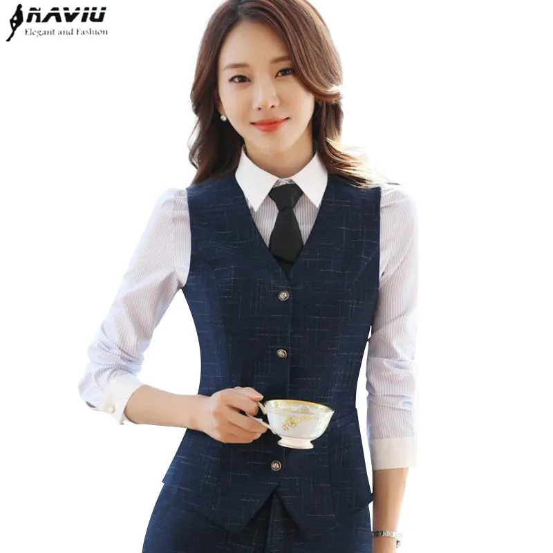 

Naviu elegant and fashion women vest work wear Slim V Neck Formal office ladies elegant Interview vest coat plus size uniforms