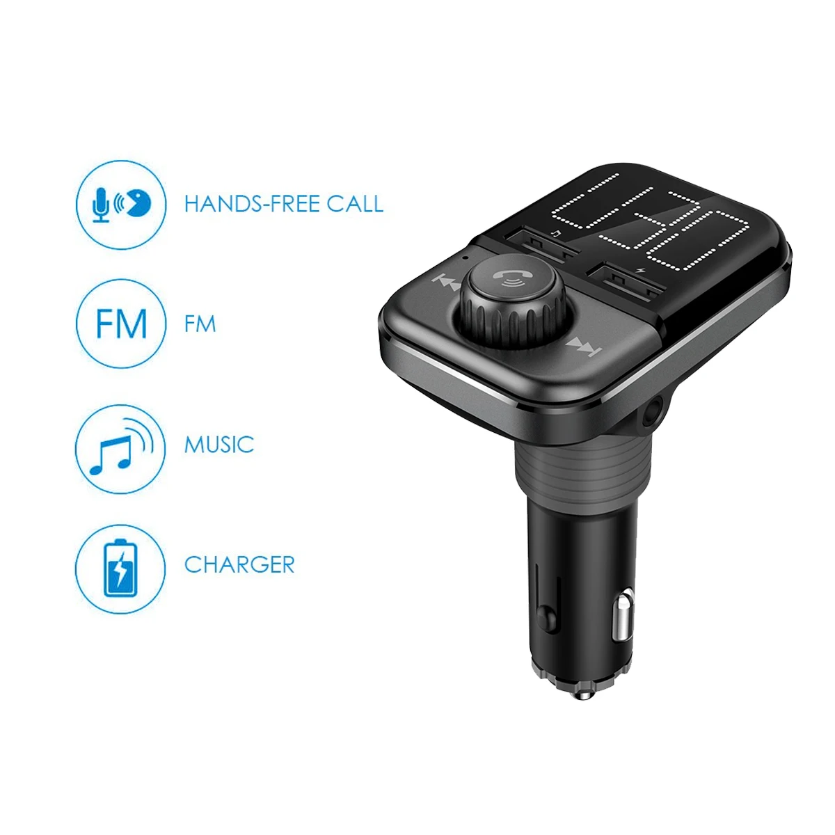 BT72 Быстрая зарядка 3 0 двойной usb порт автомобильное зарядное устройство Bluetooth