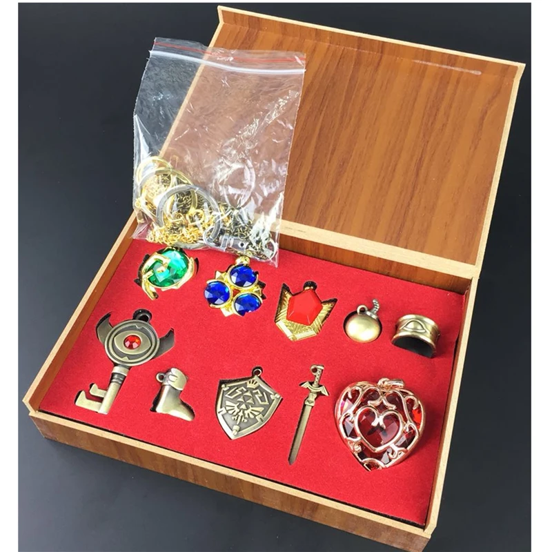 

La leyenda de Zelda Triforce Hylian Shield & Master espada llavero/Collar/llavero Set armas