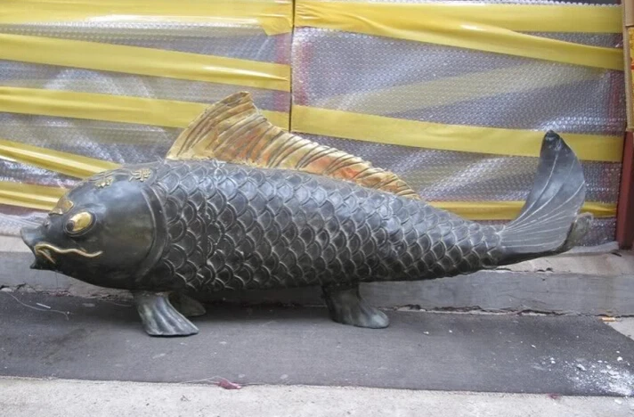 

150624 S2141 17 Chinese Folk Art Bronze Copper Carved superb Lucky Wealth carp Fish Statue discount 30% (C0324)