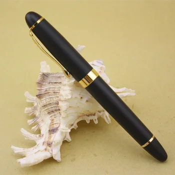 

1Pcs Classic Matte Black and Gold Clip Rollerball Pen 0.7mm Black Ink Refill Ballpoint Pen Metal Roller Ball Pens for Gift