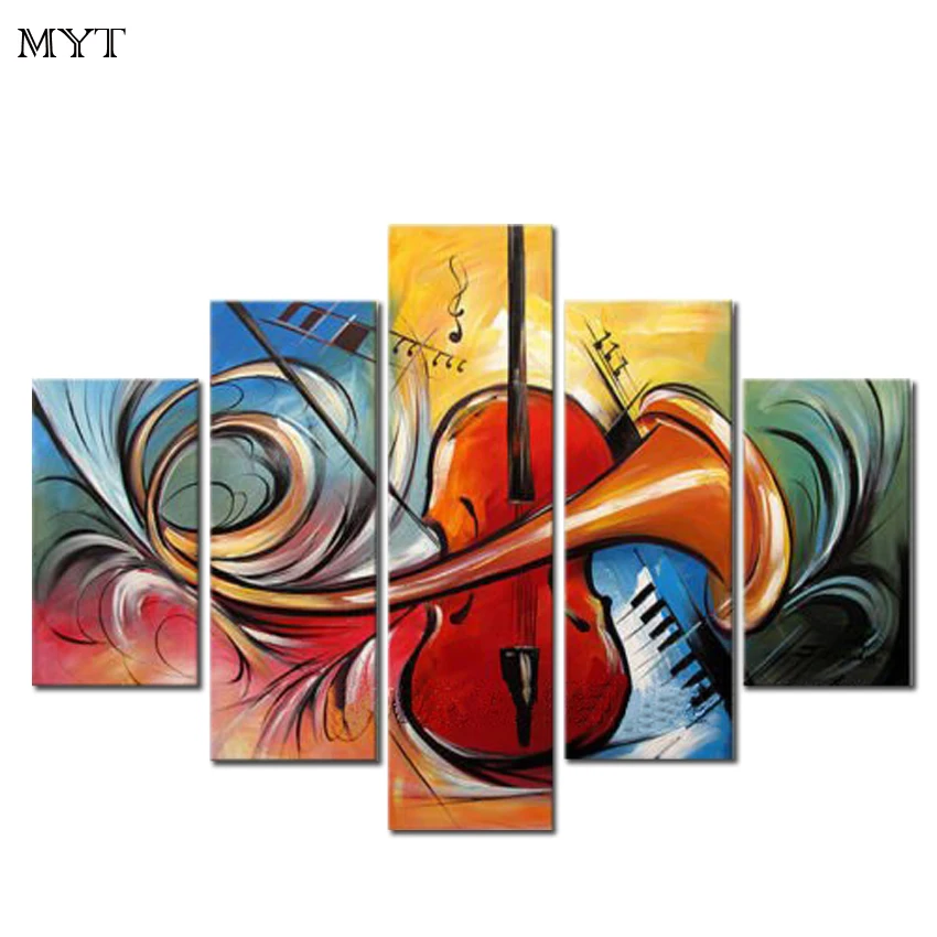 

Modern Handpainted Abstract Piano 5 pcs Oil Painting on Canvas Pictures wall art picture for living room Home Decor no frame