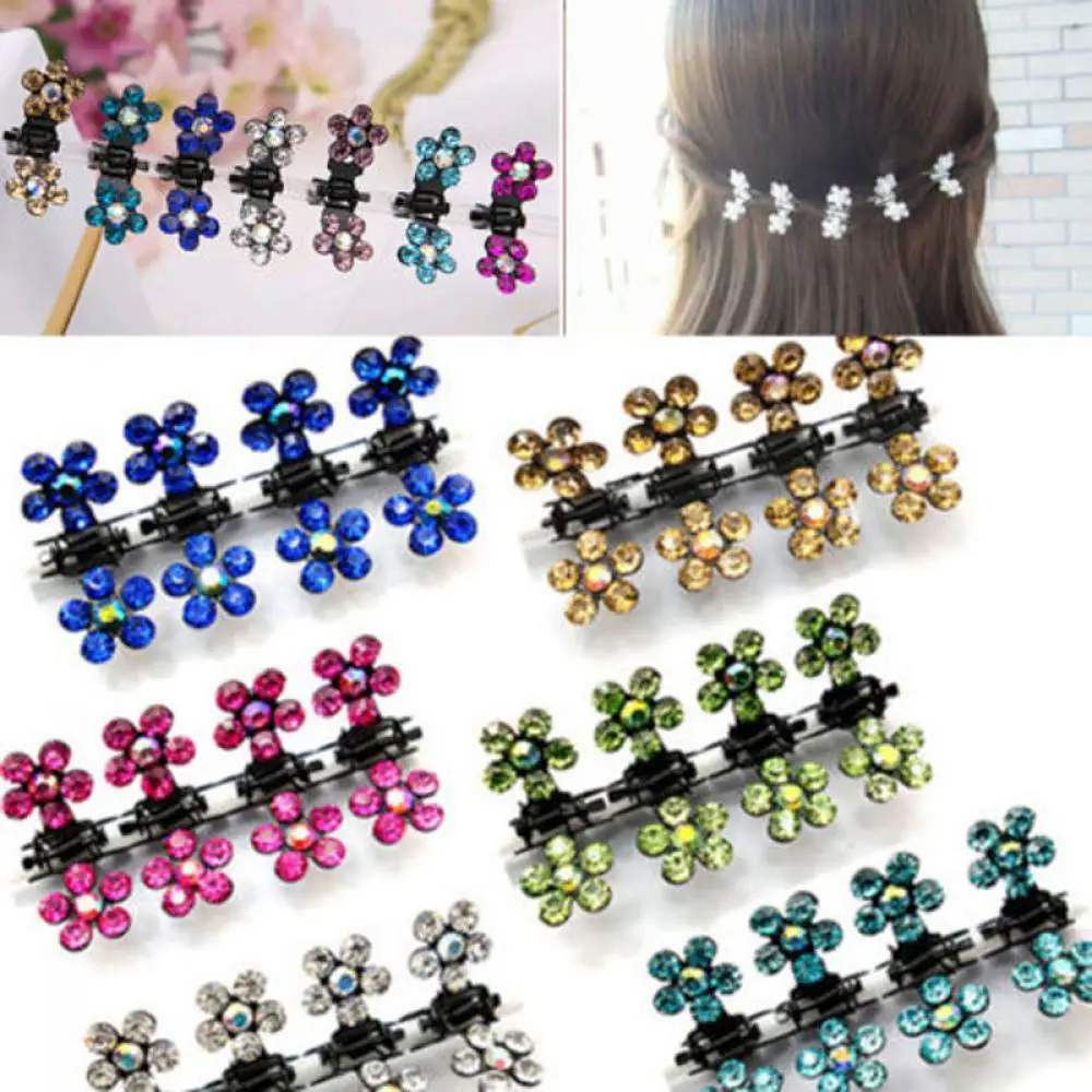

12 Pcs/Set Fashion Women Hairpins Crystal Flower Mini Barrettes Hair Claw Clamp Hair Clip Girls hair accessories 2017 Hot Sale