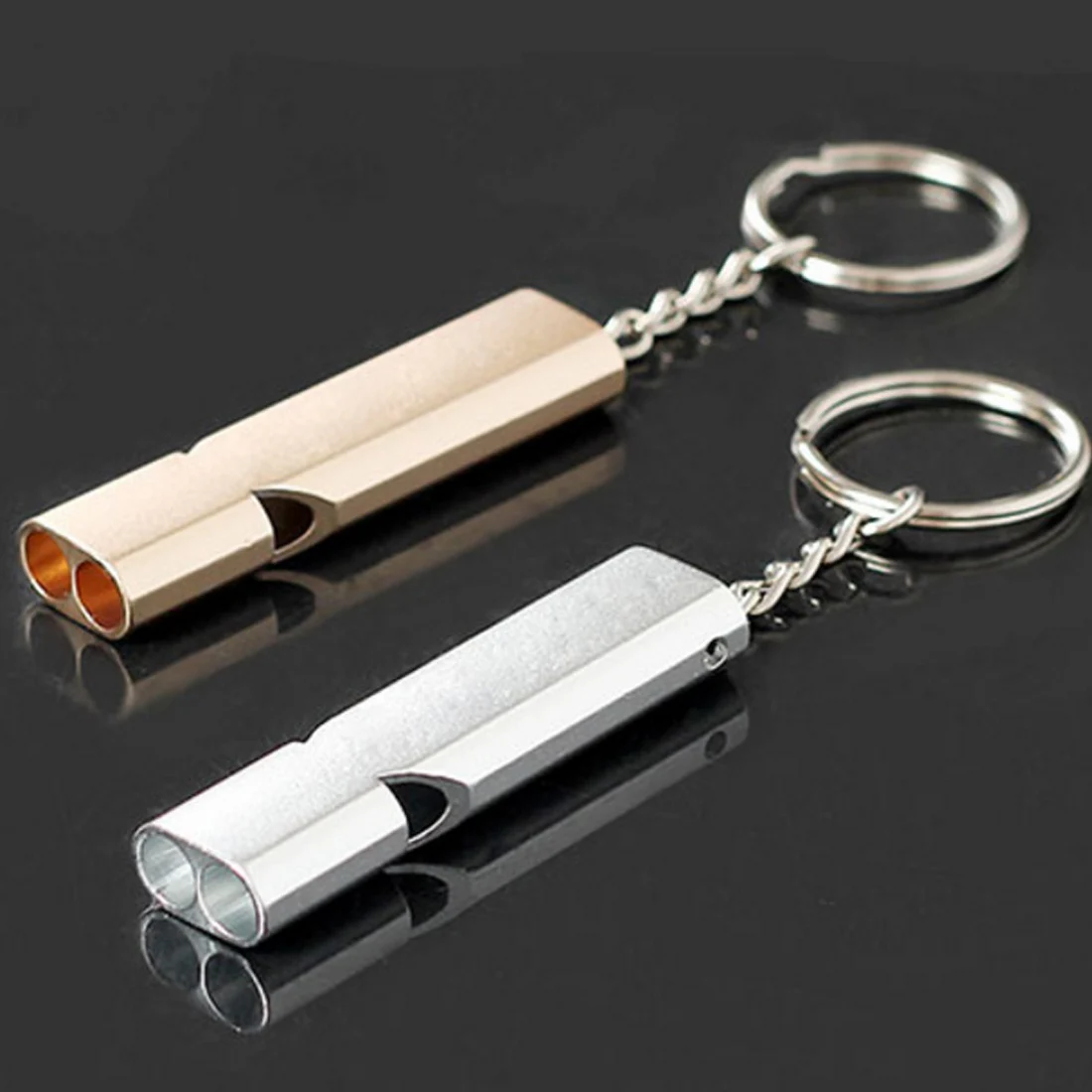 Hot Sell 1Pcs Whistle Keychain Outdoor Survival Whistle Double Pipe High Decibel Outdoor Emergency Whistle Keychains