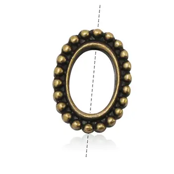 

Metal Oval Granulated Bead Frames Jewelry Findings For DIY Antique Brass Plated, 20pcs/bag