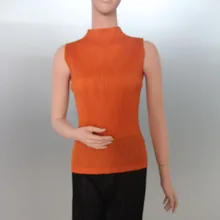 Miyake/Новая летняя одежда; плиссированная футболка без рукавов; цветная плиссированная футболка;