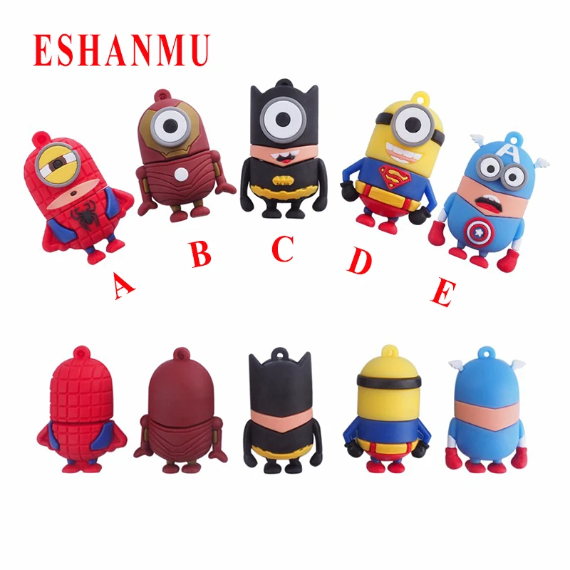 

2019 Hot 100% Real capacity Lovely Heros USB Flash Drive Pen drive Gift Animal cartoon pendrive 4GB-128GB Memory Stick