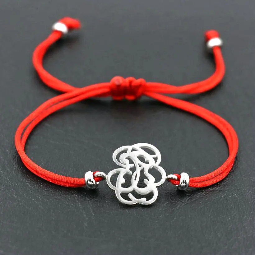 red silver Милый браслет из нержавеющей стали с животным дизайном, женская красная веревочная нить нитка, плетеный браслет на удачу, мужские браслеты для влюбленных - Окраска металла: red silver