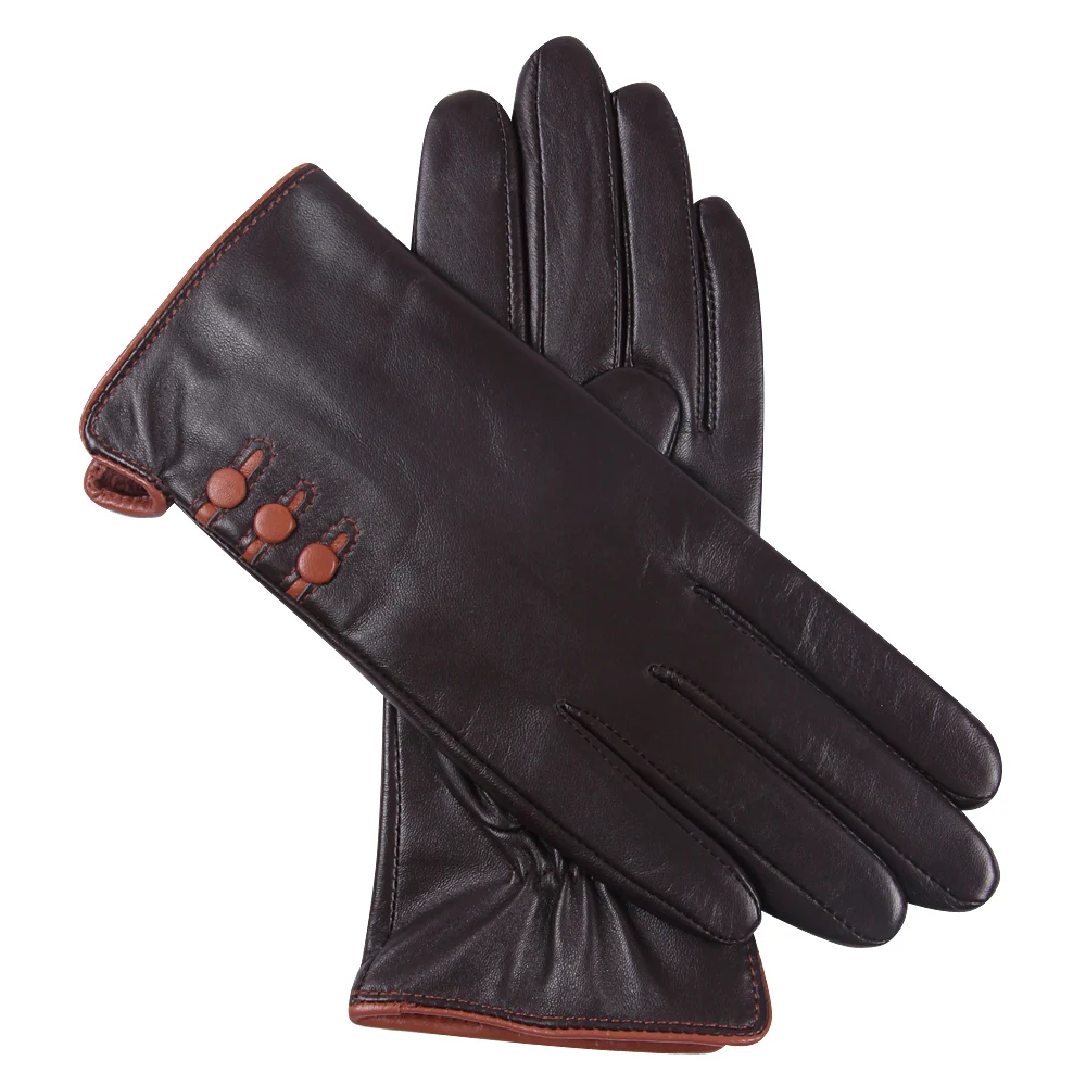 Touchscreen Woman Gloves Winter Leather Gloves Female Plus Velvet Thicken Keep Warm Windproof Driving Genuine Leather L18002NC-9