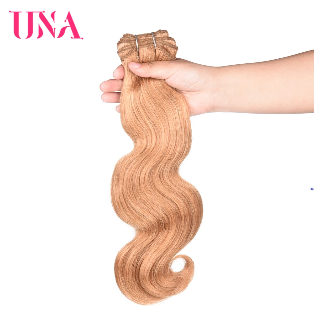UNA человеческих волос #27 блондинка бразильский объемная волна 3 Связки сделки 100% бразильский пучки волос-человеческих волос Шить-в