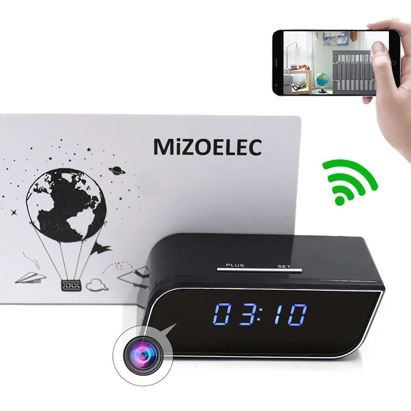 

1080P WIFI Mini Camera Time Alarm Wireless Nanny Clock P2P IP/AP Security Night Vision Motion Detection Home Secret hidden TFcar