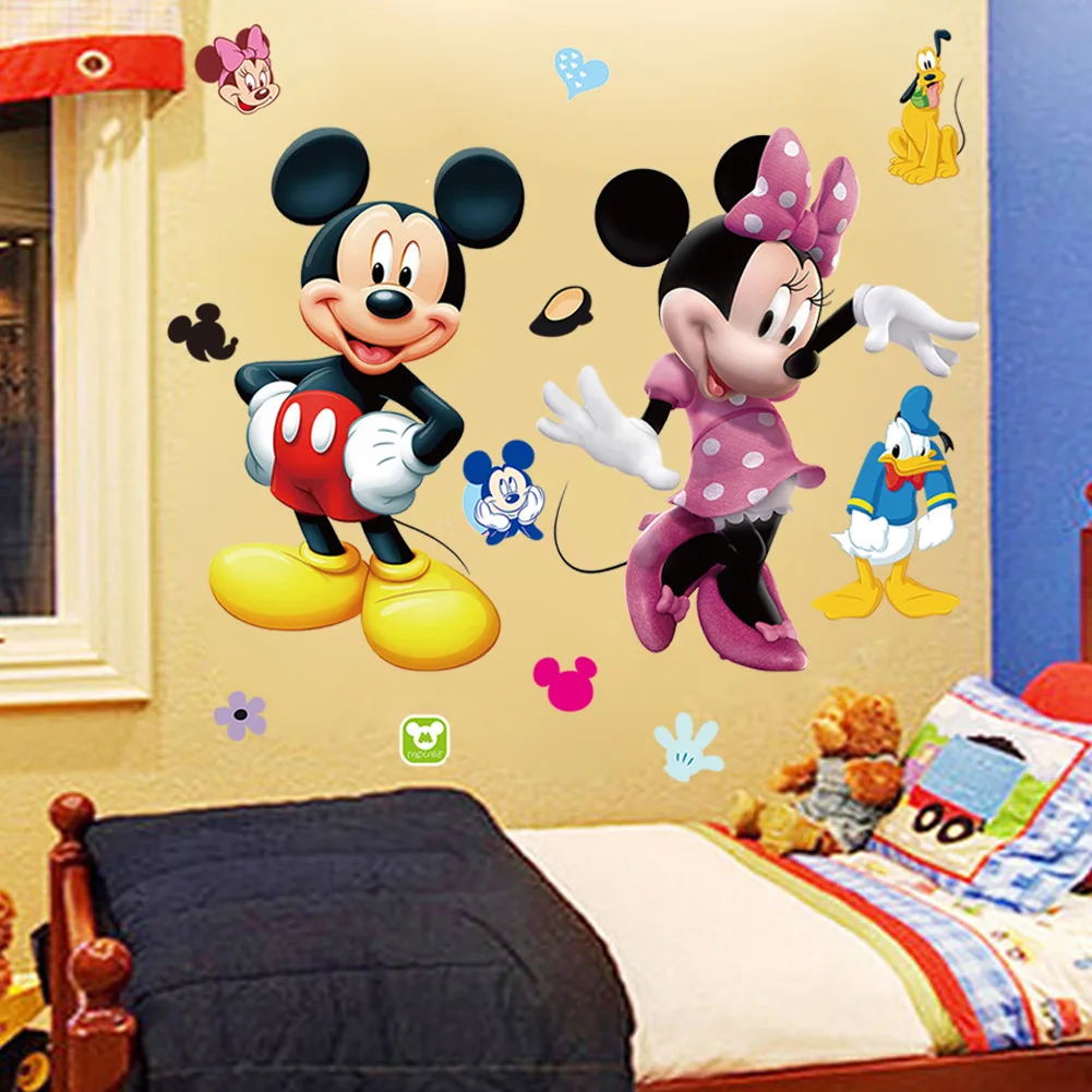 FAROOT Mickey Mouse Minnie Vinyl Mural Wall Sticker Decals Kids Nursery Children Room Decor Cartoon WS