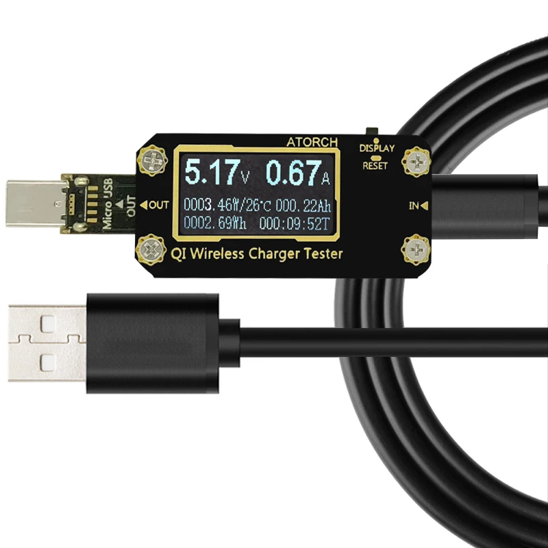 QI Беспроводной Зарядное устройство 7 в 1 взаимный обмен данными между компьютером и периферийными устройствами тестер DC Цифровой вольтметр amperimetro voltagecurrent Амперметр детектор power bank Зарядное устройство