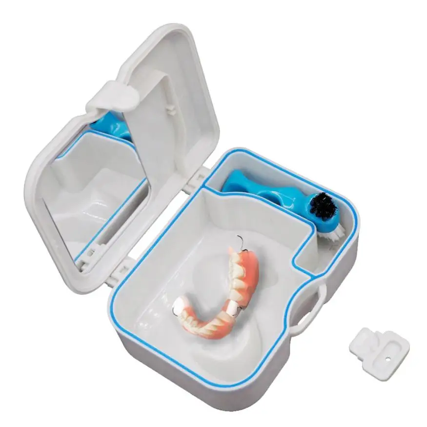 plastic storage box Fashion Denture Case Container Dental False Teeth Storage Box With Mirror