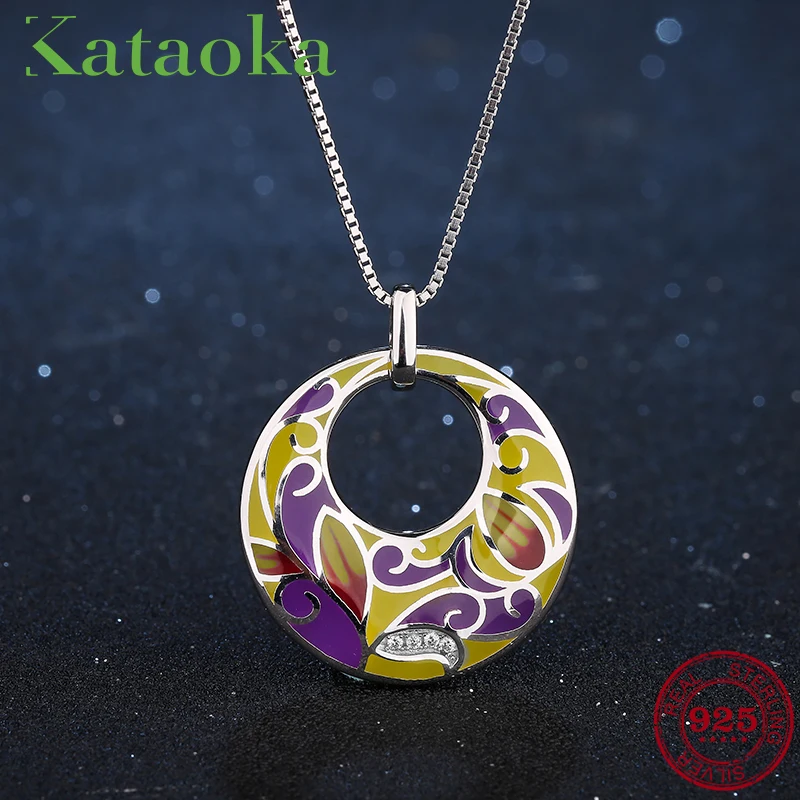 Fashion gift 925 Sterling Silver sparkling CZ Beautiful pattern yellow purple Flaky clouds Party Women pendant necklace Jewelry | Украшения