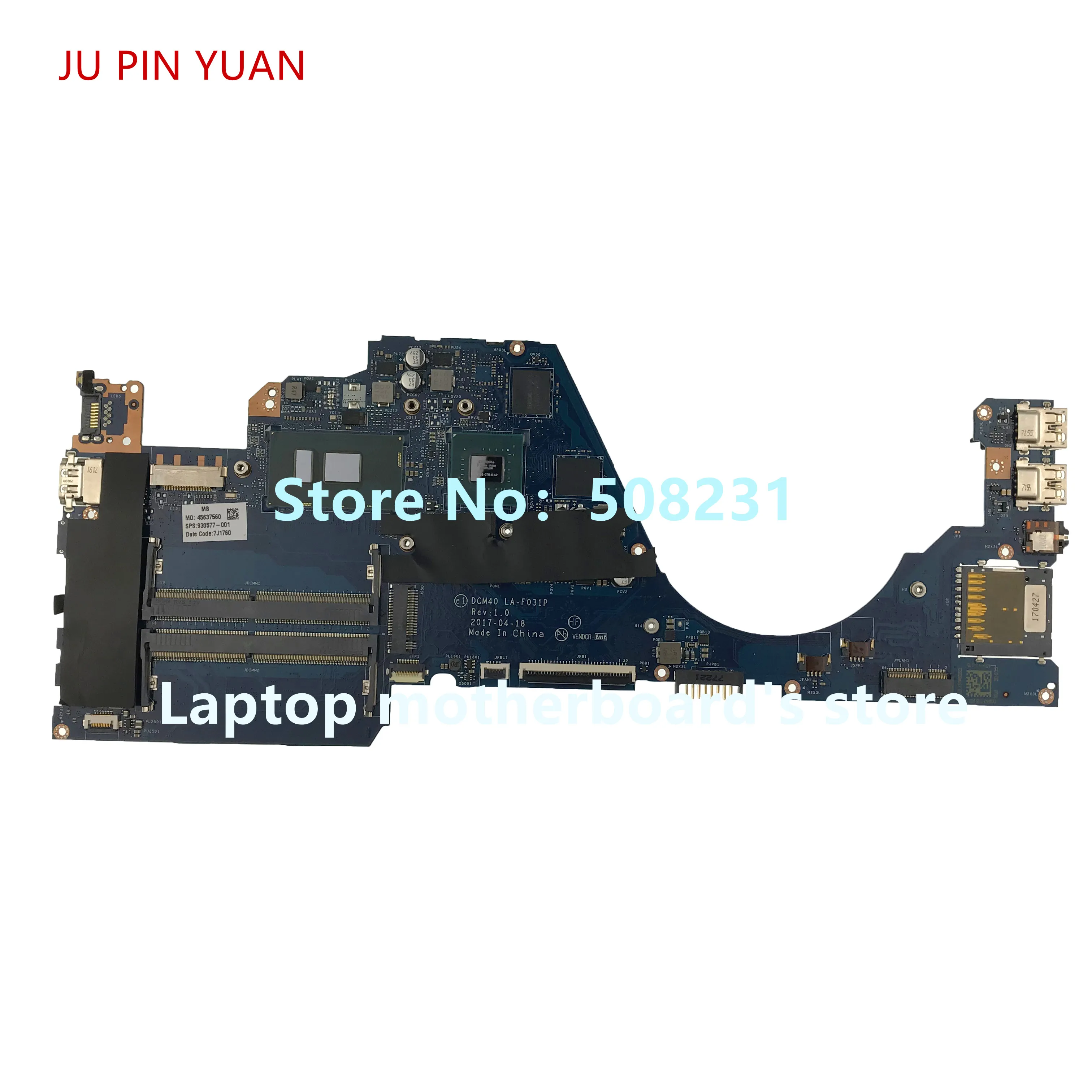 Ju pin yuan для ноутбука hp ProBook 430 G5 L01036-001 L01036-601 DA0X8BMB6F0 материнская плата для ноутбука I3-6006U полностью протестирована