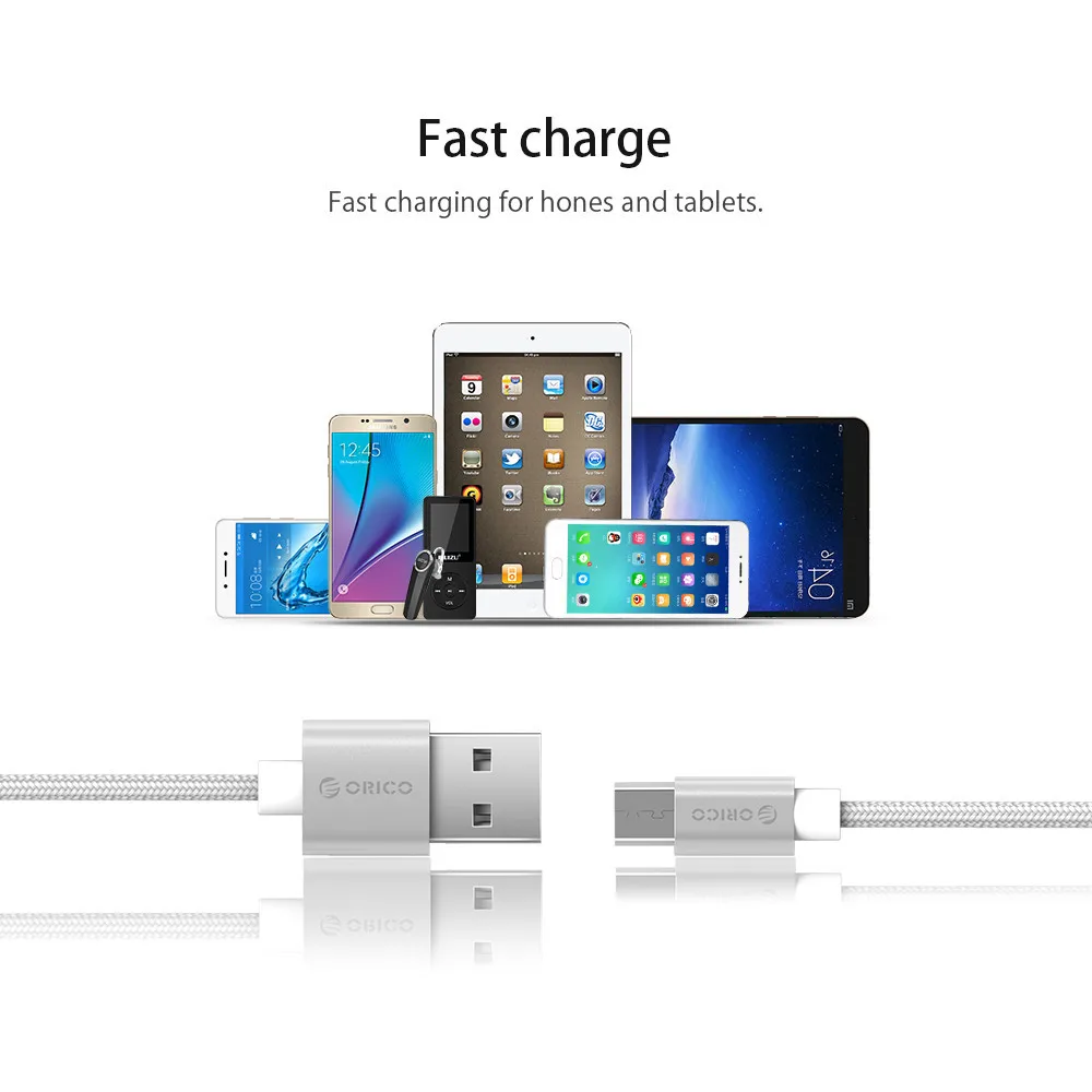 ORICO Micro USB нейлоновый кабель для samsung Xiaomi Быстрая зарядка USB кабель для передачи данных Android Microusb зарядный кабель для мобильного телефона