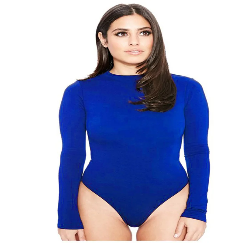 

Women Jumpsuit High Stretch Long Sleeve O-neck Elastic Slim Solid Sexy Knitted Bodysuits Rompers Female Playsuits