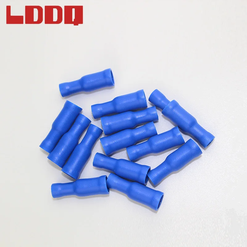 Ldq 100 шт. Синий Женский Цилиндрический встык провода обжимной терминал 16 14 AWG