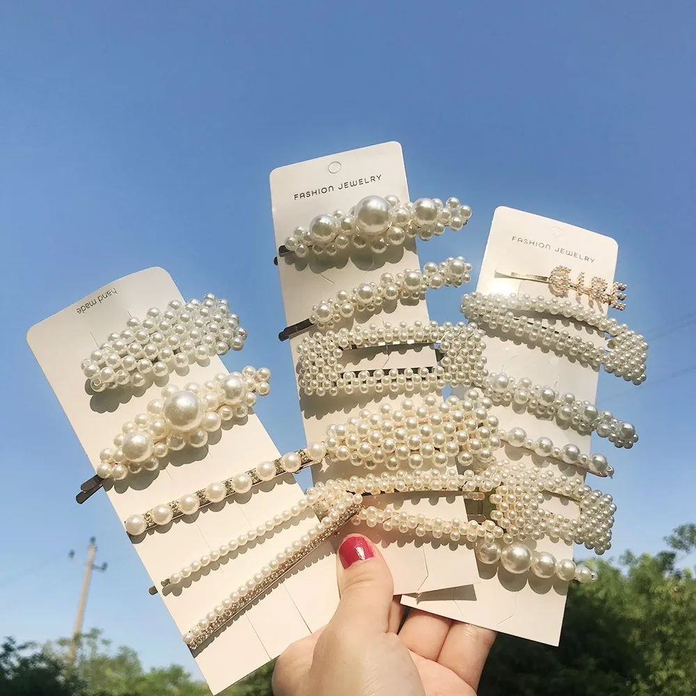 

Simulated Pearl Hair Barrettes Set 2019 Korea Twist Beaded Hair Clips for Women Girls Headwear Hair Accessories Hairpin Jewelry