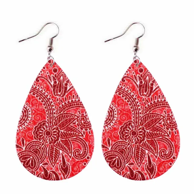 2018 New Designer Paisley Motif Flower Leather Earrings Women 2018 New Designer Paisley Motif Flower Leather Earrings Women Fashion Bohemian Summer Teardrop Silver Jewelry