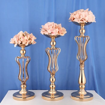 

Europe Creative Flowers Vases Candle Holders Road Lead Table Centerpiece iron Stand Pillar Candlestick For Wedding Candelabra