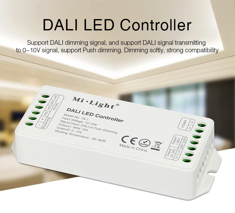 MiBOXER DL1 DALI светодиодный контроллер DC12~ 24V входной сигнал DALI затемнение сигнал/Push Dimming; Макс 12A; одноцветный светодиодный диммер