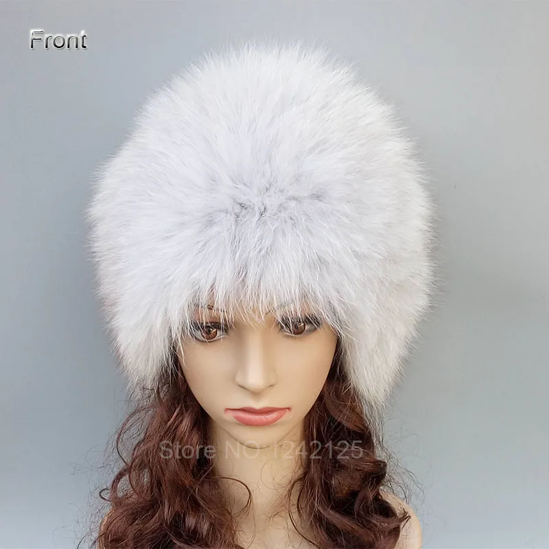 Осень зима России детей женщины леди Женская натуральным лисьим Silver fox енота Мех животных вязанная теплая шапка эластичные шапки прилив шапки