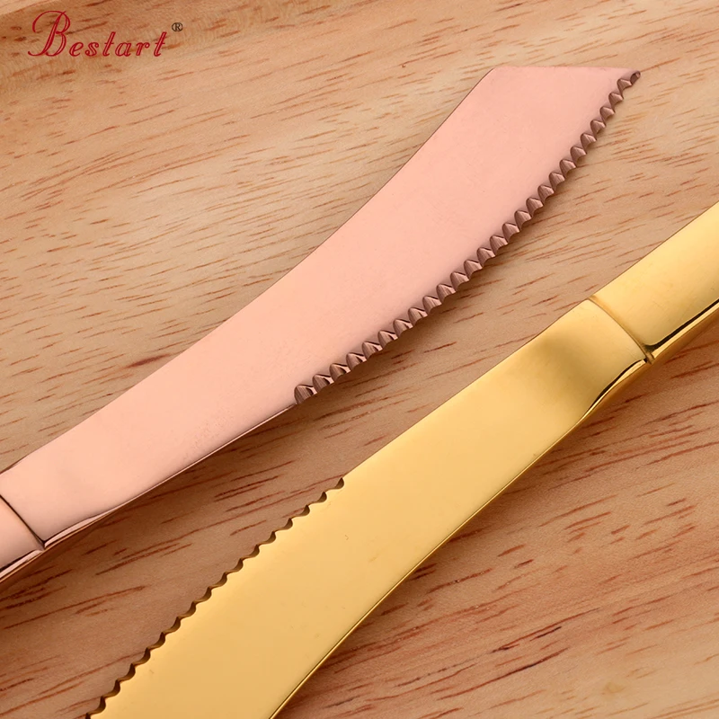 7PCS Rainbow Colorful Steak Knife Sharp Set Polished Stainless Steel Kitchen Dinnerware Restaurant Cutlery Western Food Knife