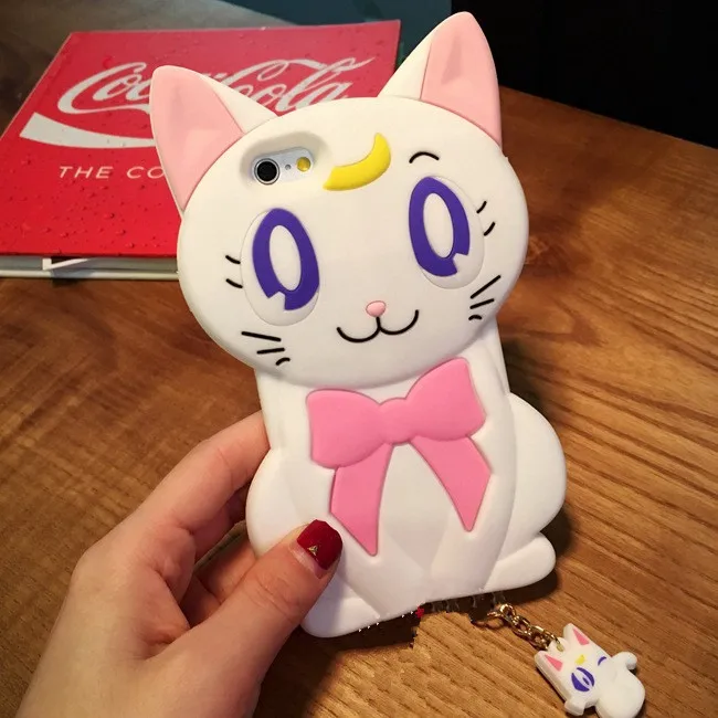 

3D Japan Stylish Luna Cat Anti-shock Silicone Soft Full Cover Case For iPhoneX 6s/8 7plus Shell Protection