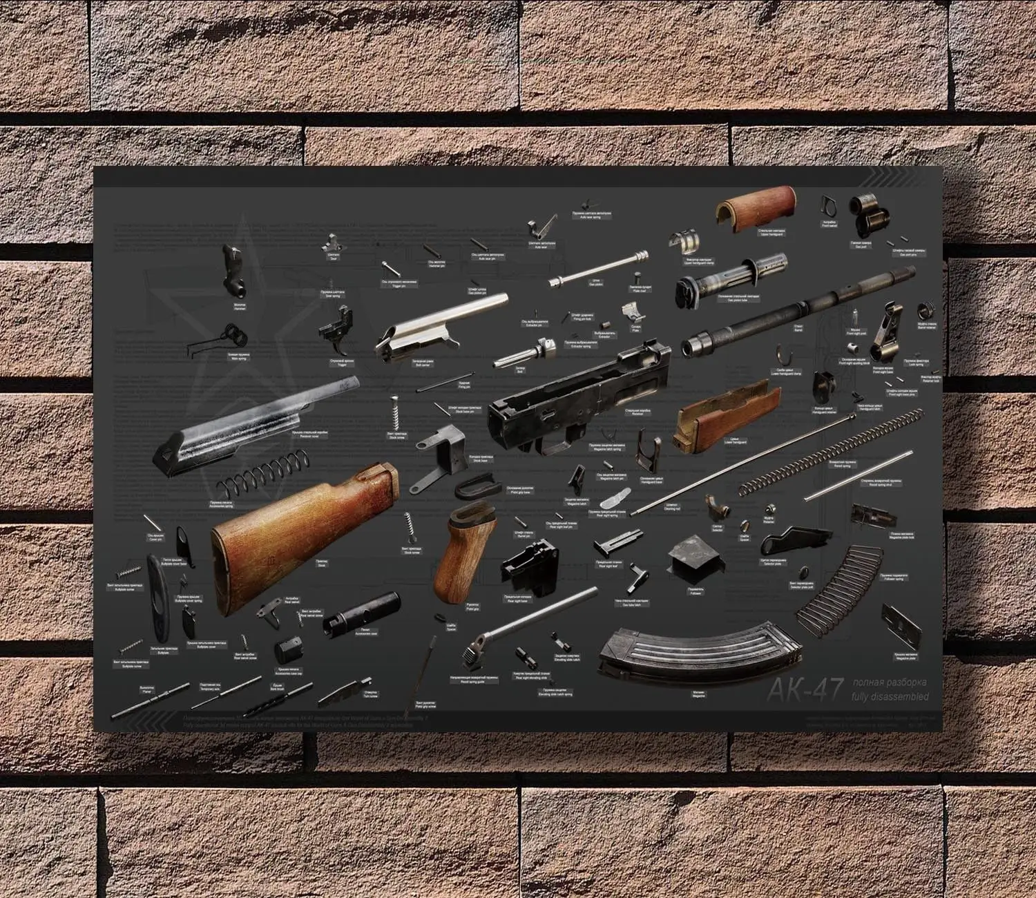 

Q0085 Posters and Prints Kalashnikov AK-47 Explosion Diagram Weapon 20x30 24x36in Art Poster Canvas Painting Home Decor