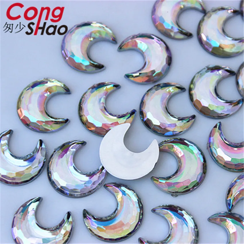 

Cong Shao 200pcs 15mm AB Color flat back stones and crystals Acrylic Moon Rhinestone trim DIY Wedding Dress Decoration YB230
