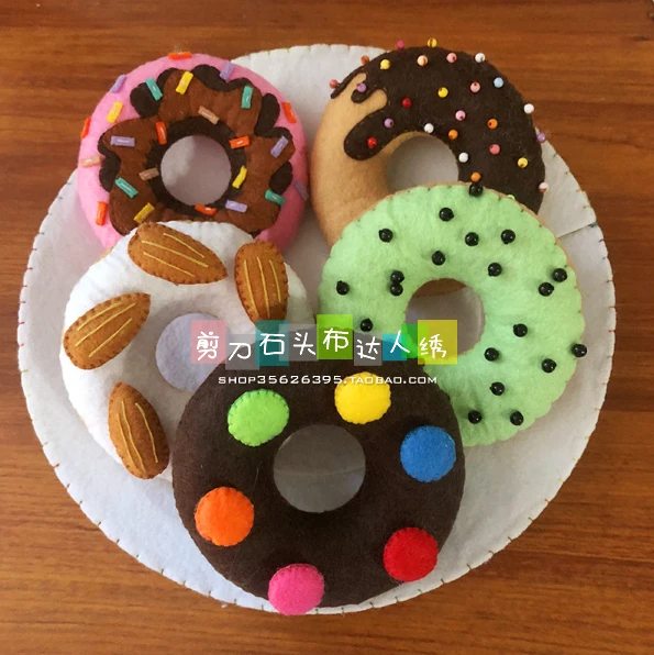 DIY food solid mixed bagel / donut Fabric Felt kit Non-woven cloth Craft DIY Sewing set Handwork Material needlework JDSTB