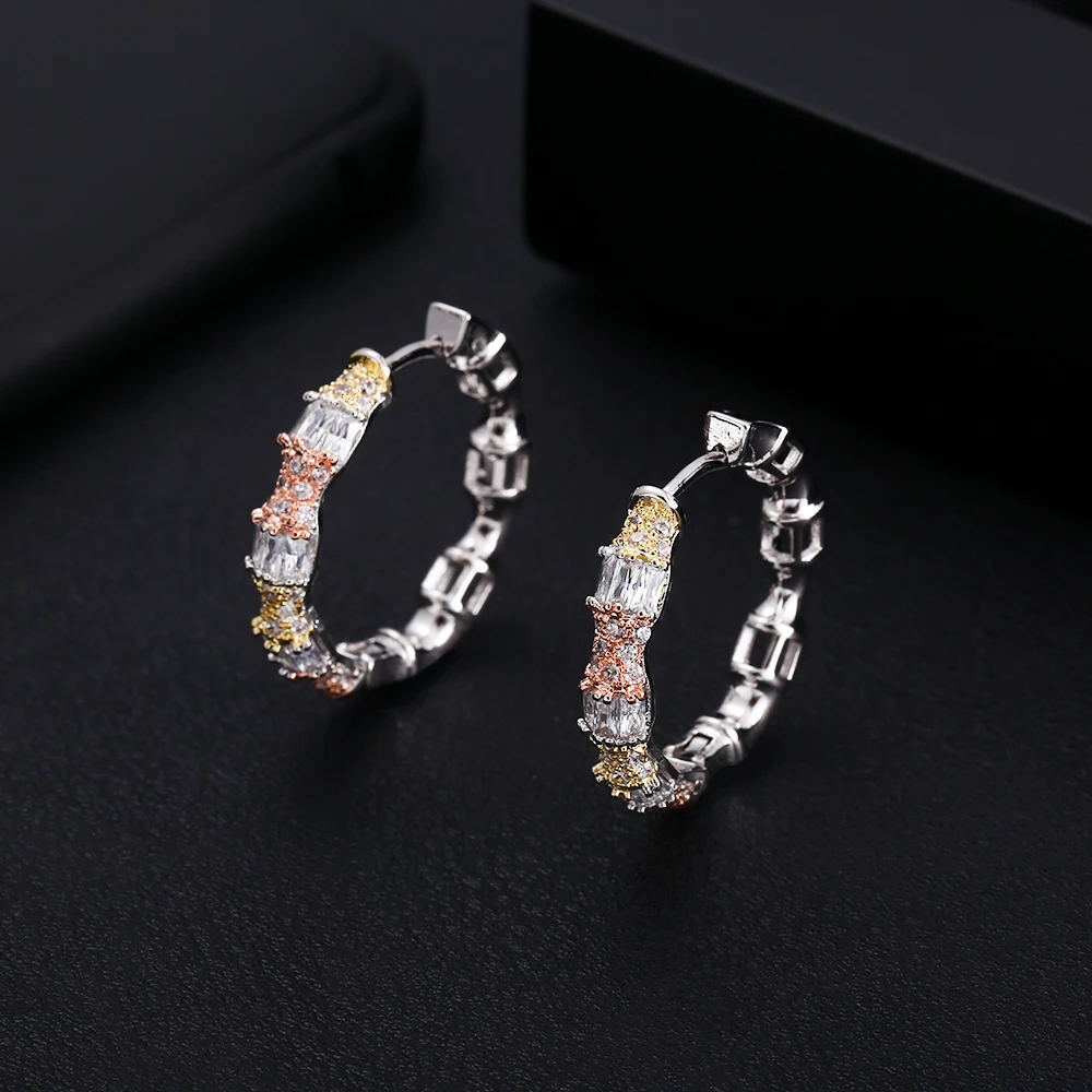 Женские Геометрические кольца janekellytrendy бамбук серьги-кольца с фианитом
