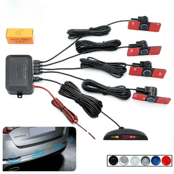 

wupp LED Display Car Vehicle Reverse Backup Radar System with 4PCS 16MM Flat Parking Sensors 12V for All Cars