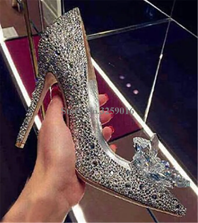 

Bling Bling Women Fashion Pointed Toe Rhinestone Butterfly Thin Heel Pumps Black Silver Gold Crystal High Heels Wedding Shoes