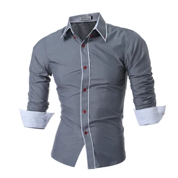 

QINGYU 2018 New Mens Long Sleeved Man Dress Shirts Double Collar Button Unique Design Slim Fit Brand Shirts Male Shirts